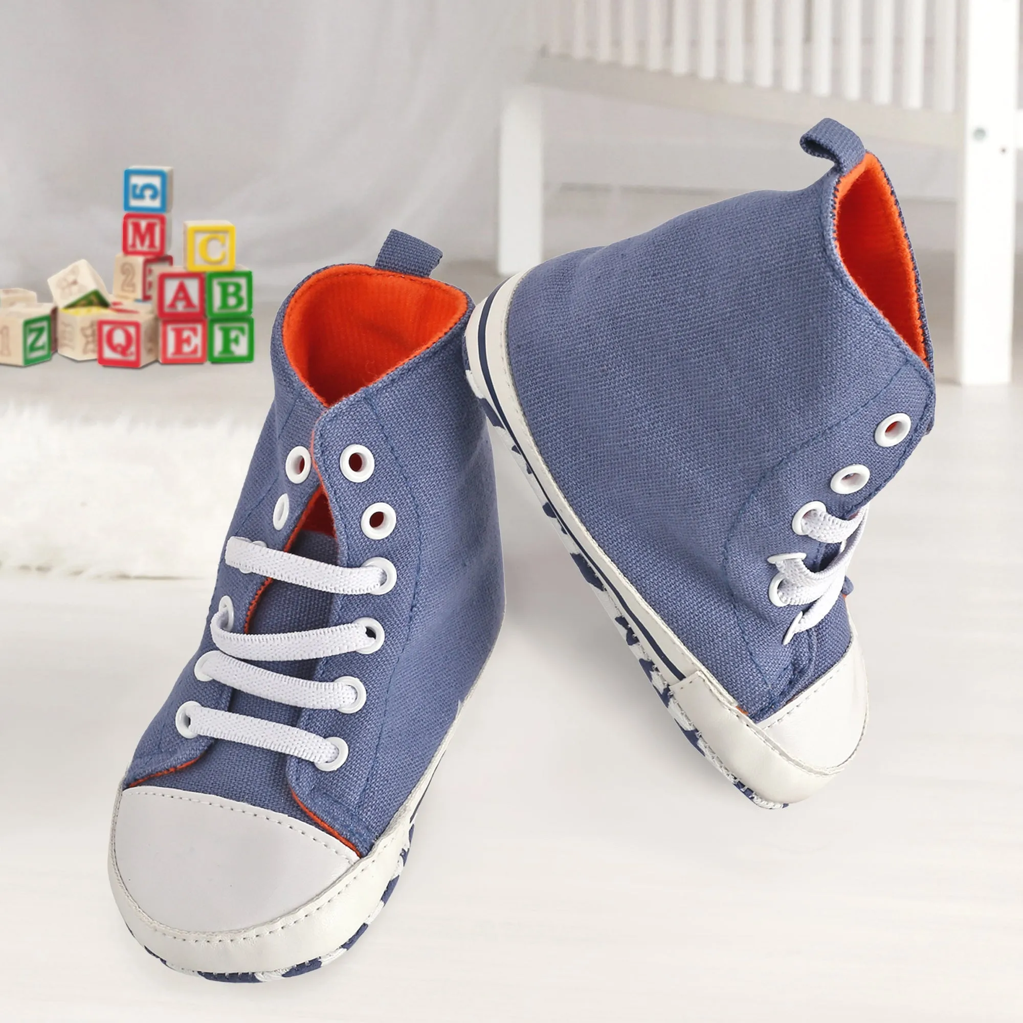 Baby Moo Blue High Top Booties