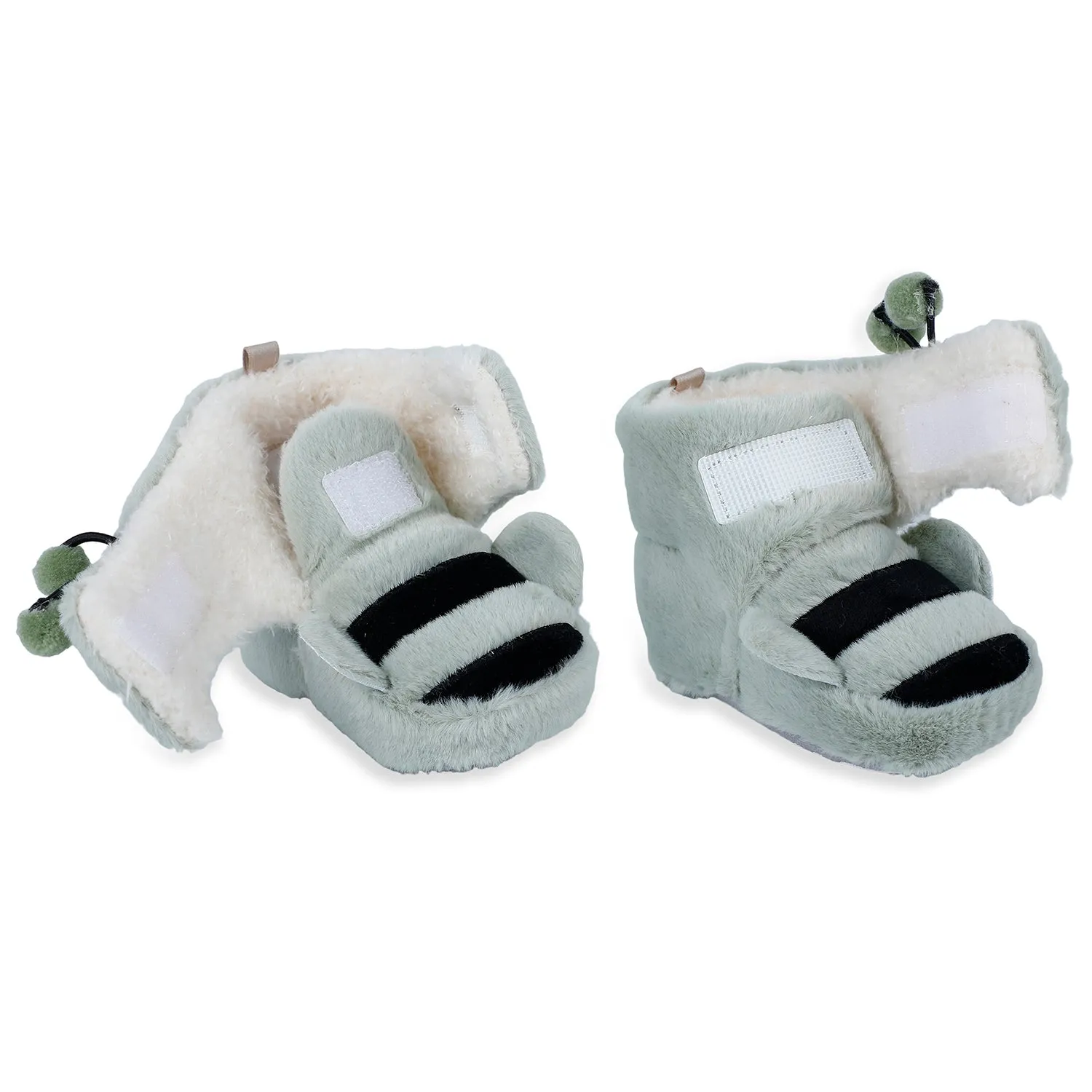 Baby Moo Bumble Bee 3D Warm Furry Booties - Green