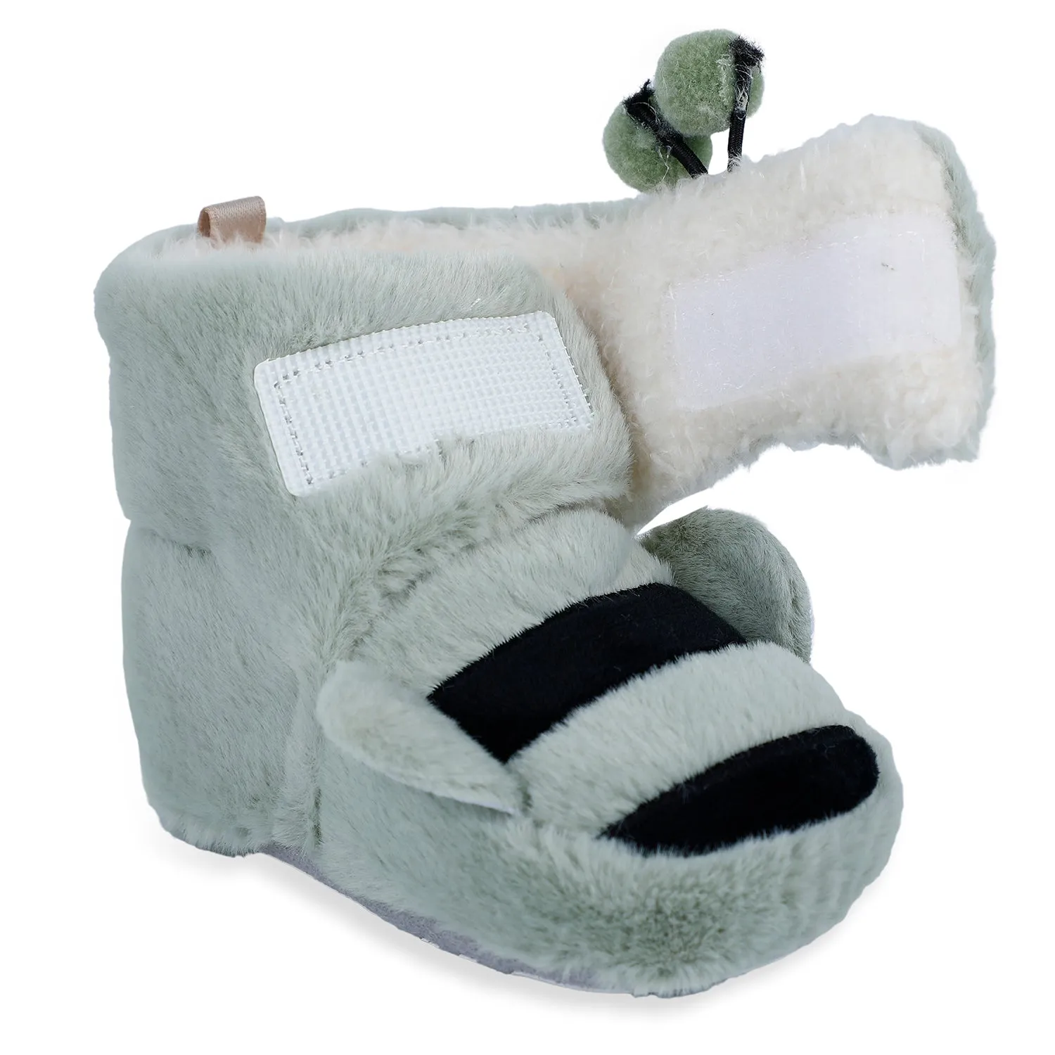 Baby Moo Bumble Bee 3D Warm Furry Booties - Green