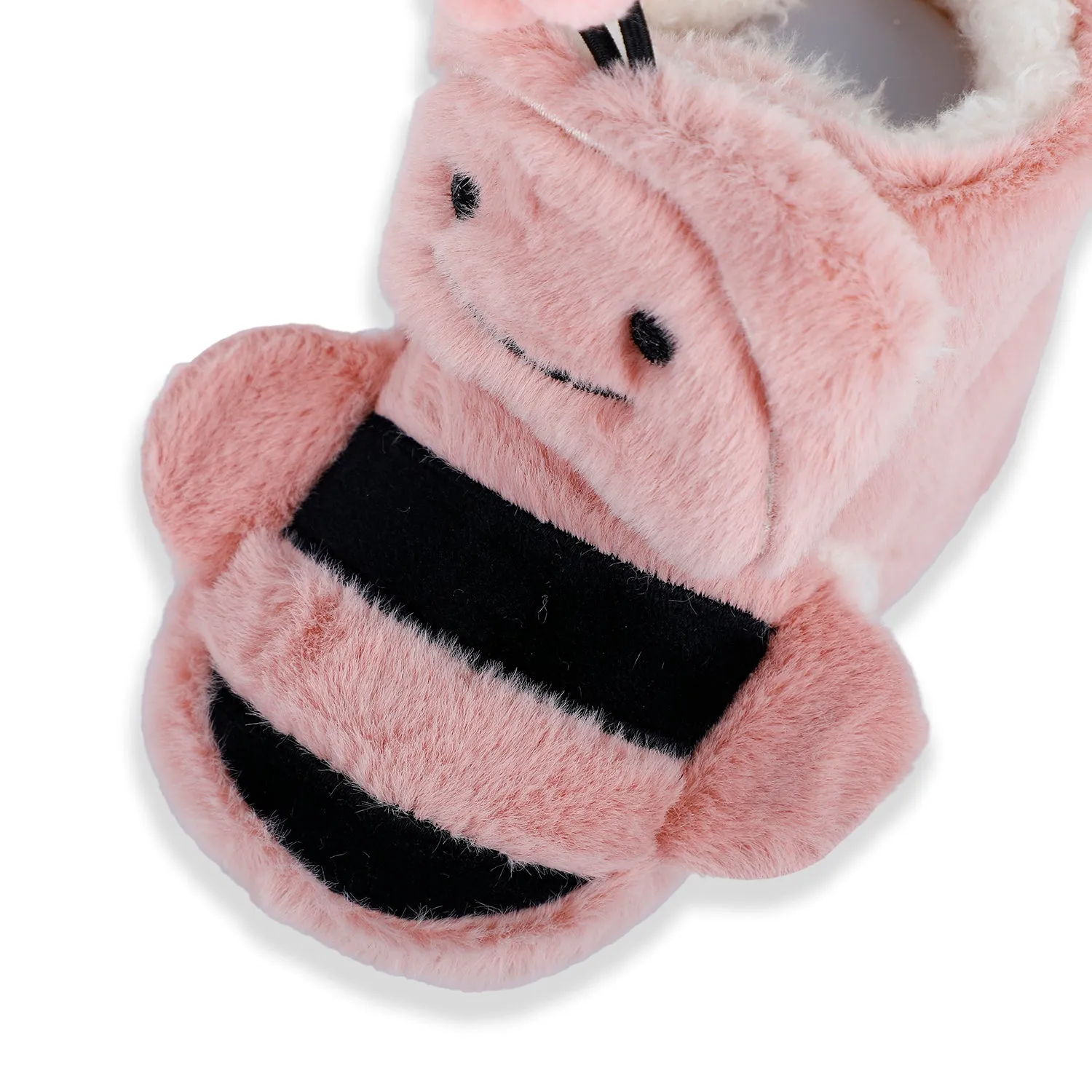 Baby Moo Bumble Bee 3D Warm Furry Booties - Pink