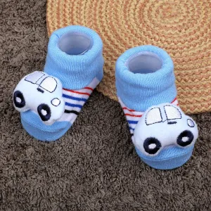 Baby Moo Car Cotton Anti-Skid 3D Socks - Blue