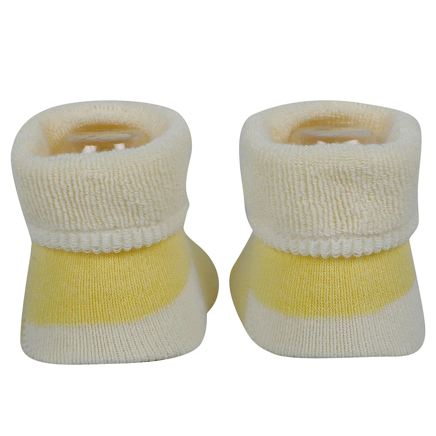 Baby Moo Cat And Hippo 3D Rattle Anti-Skid Socks Booties Pack of 2 - Yellow, Blue