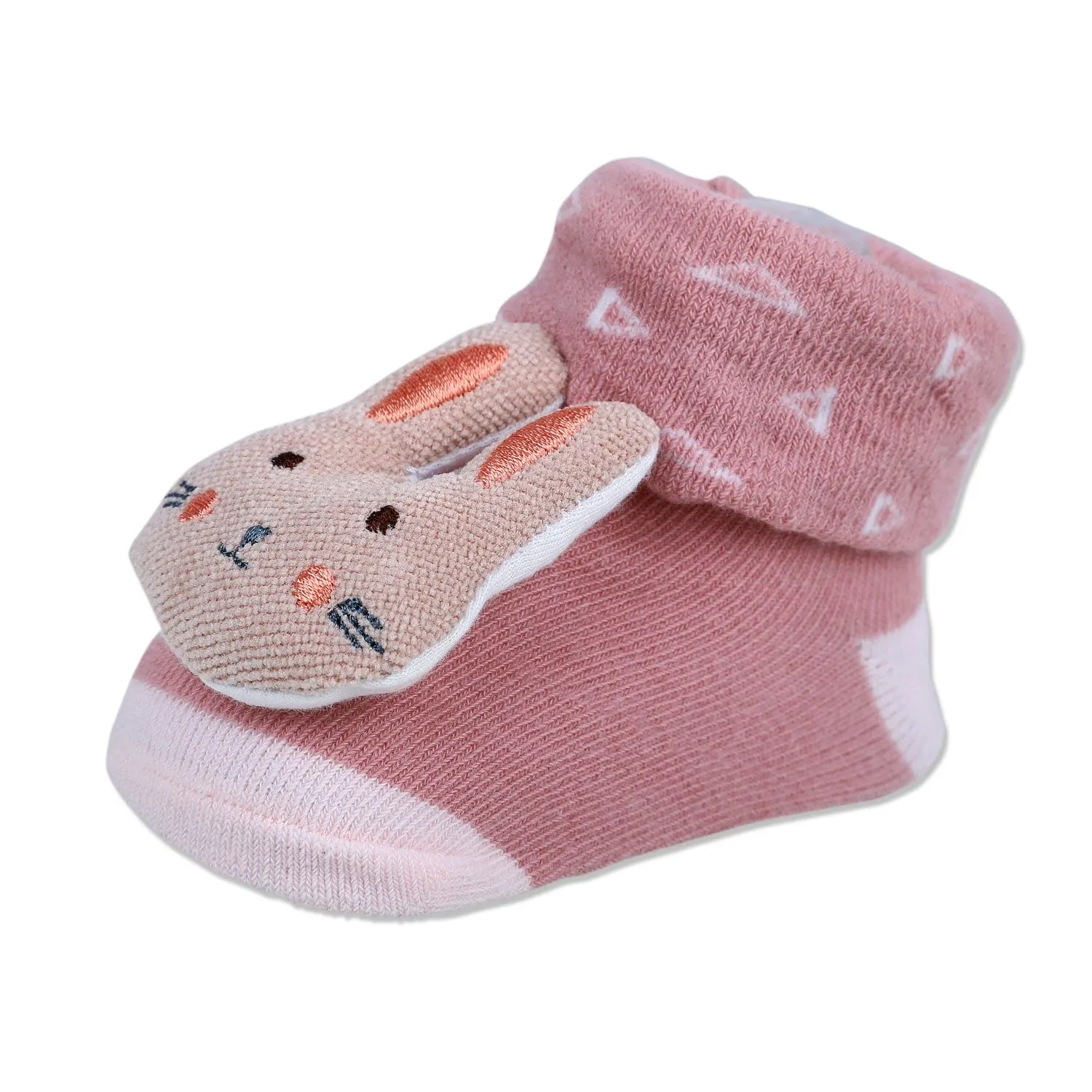 Baby Moo Cuddly Bunny Cotton Anti-Skid 3D Socks - Pink