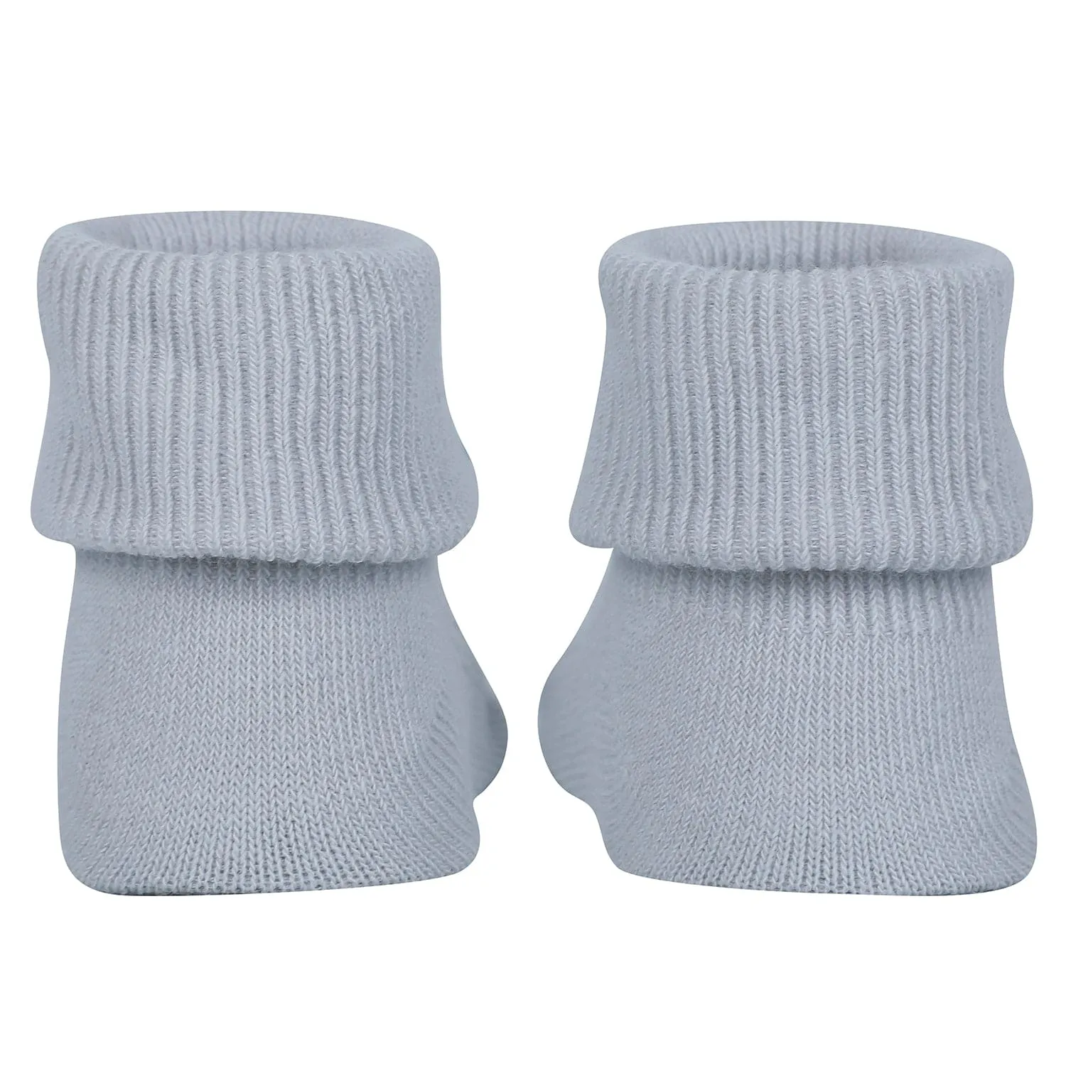 Baby Moo Deer And Cat 3D Rattle Anti-Skid Socks Booties Pack of 2 - Blue, Grey