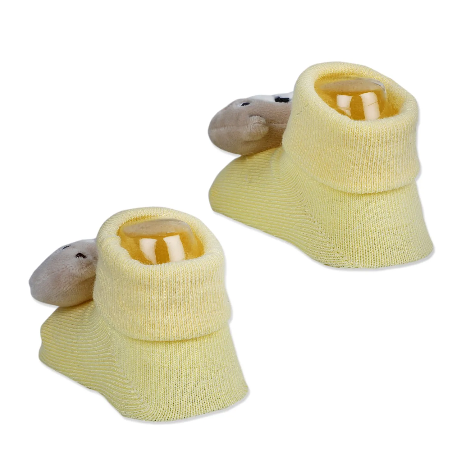 Baby Moo Doggy Cotton Anti-Skid 3D Socks - Yellow