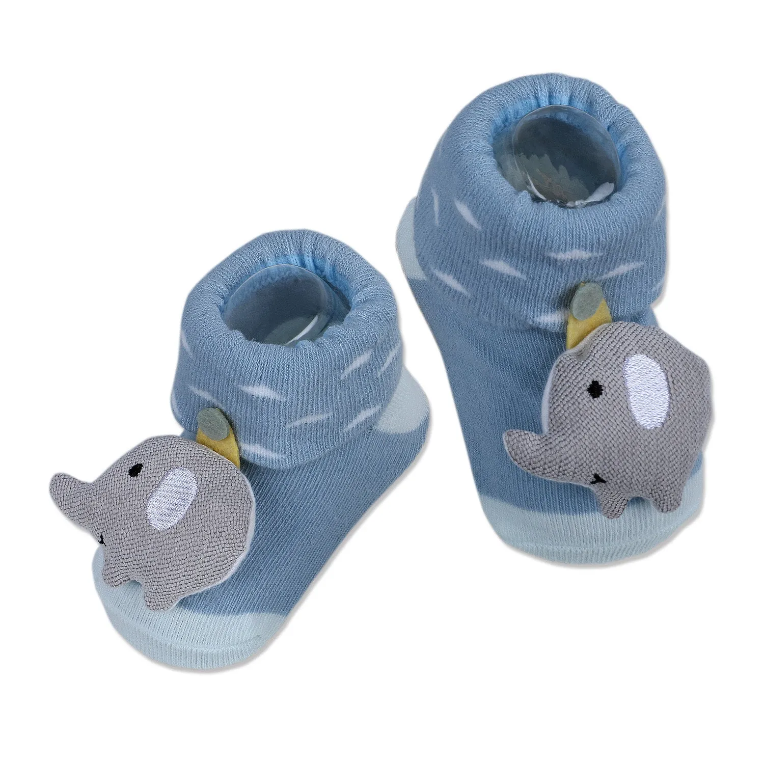 Baby Moo Elephant Explorer Cotton Anti-Skid 3D Socks - Blue