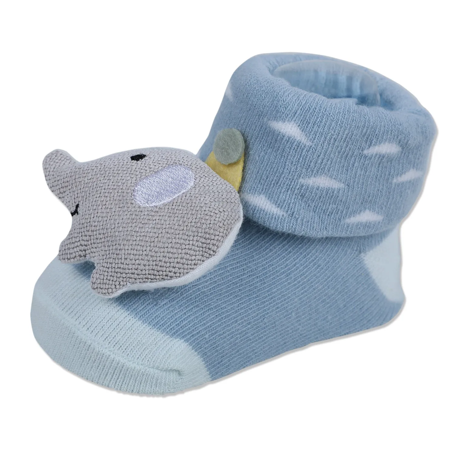 Baby Moo Elephant Explorer Cotton Anti-Skid 3D Socks - Blue