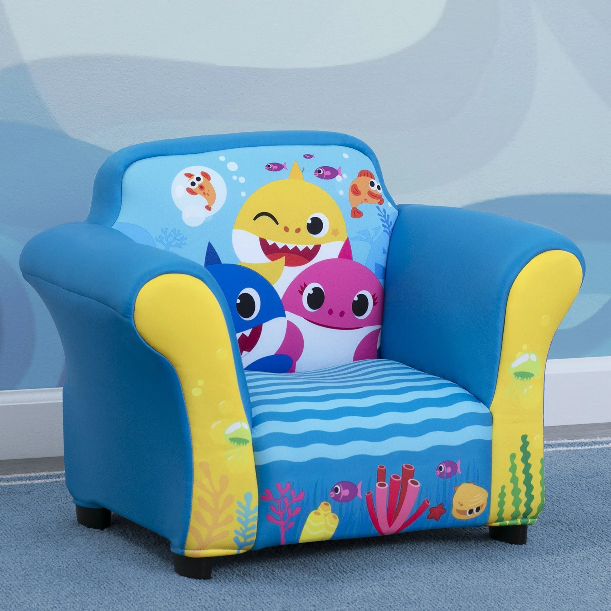 Baby Shark Upholstered Chair with Sculpted Plastic Frame