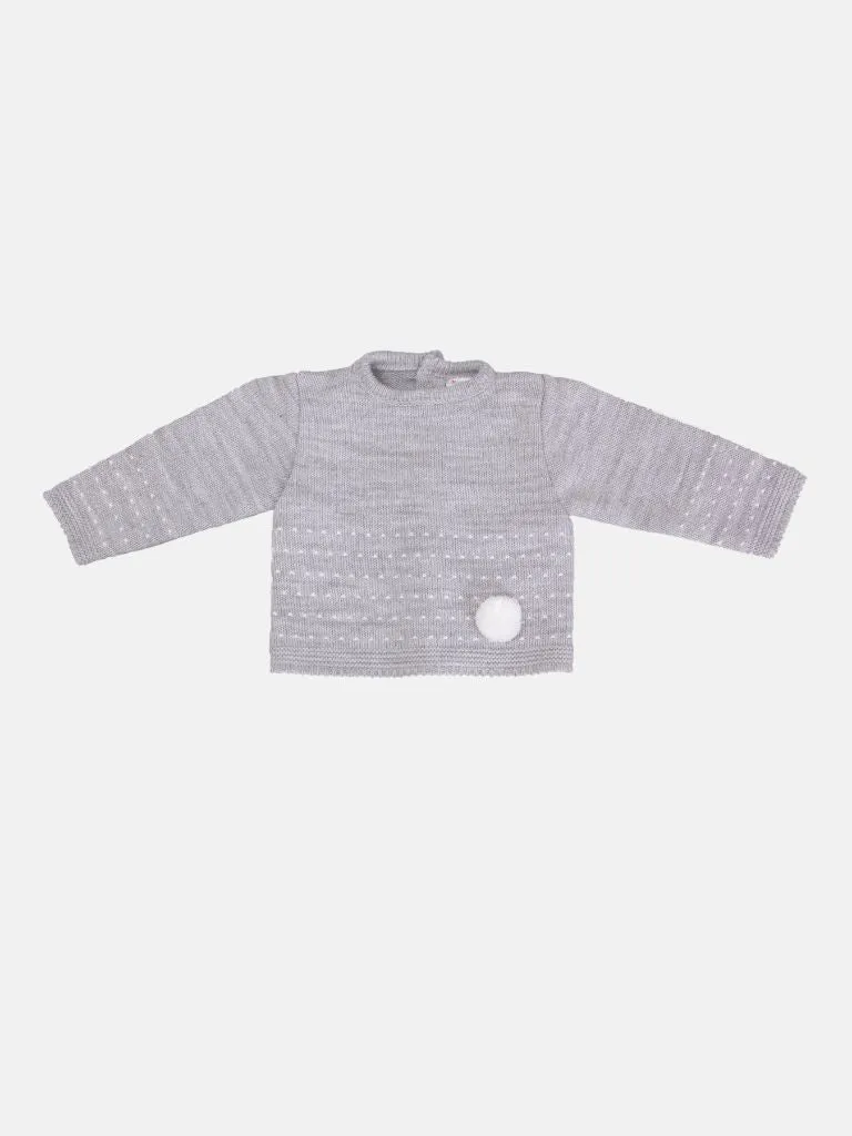 Baby Unisex 3-piece Dotted Line Knitted Gift Box Set - Grey