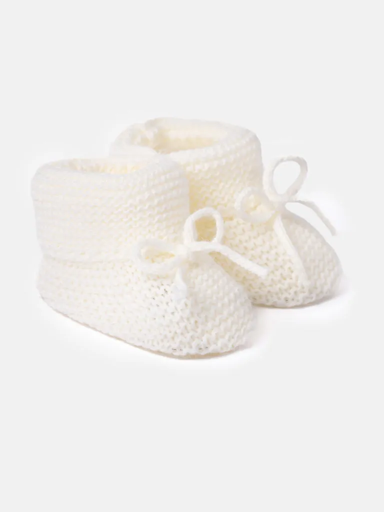 Baby Unisex Snuggle Knitted Booties - Ivory