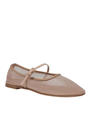 Ballet Mesh Flat with Strap in Nude