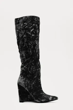 Barkley Velvet Knee High Boots - Black