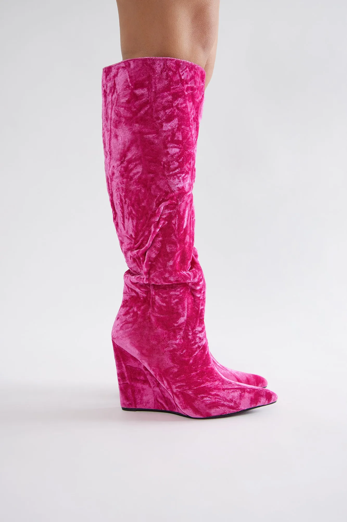 Barkley Velvet Knee High Boots - Pink