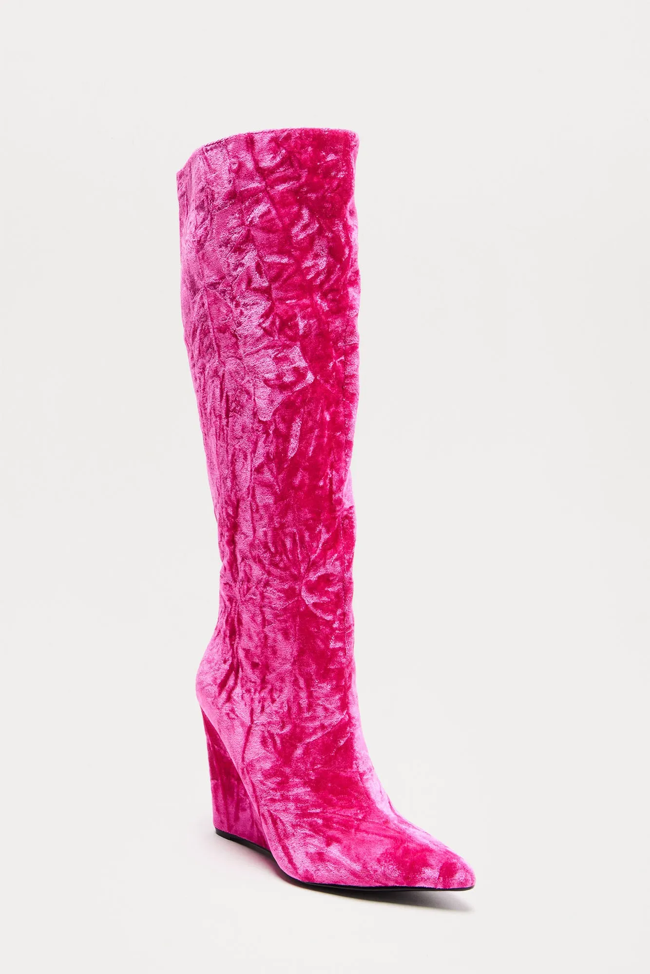 Barkley Velvet Knee High Boots - Pink