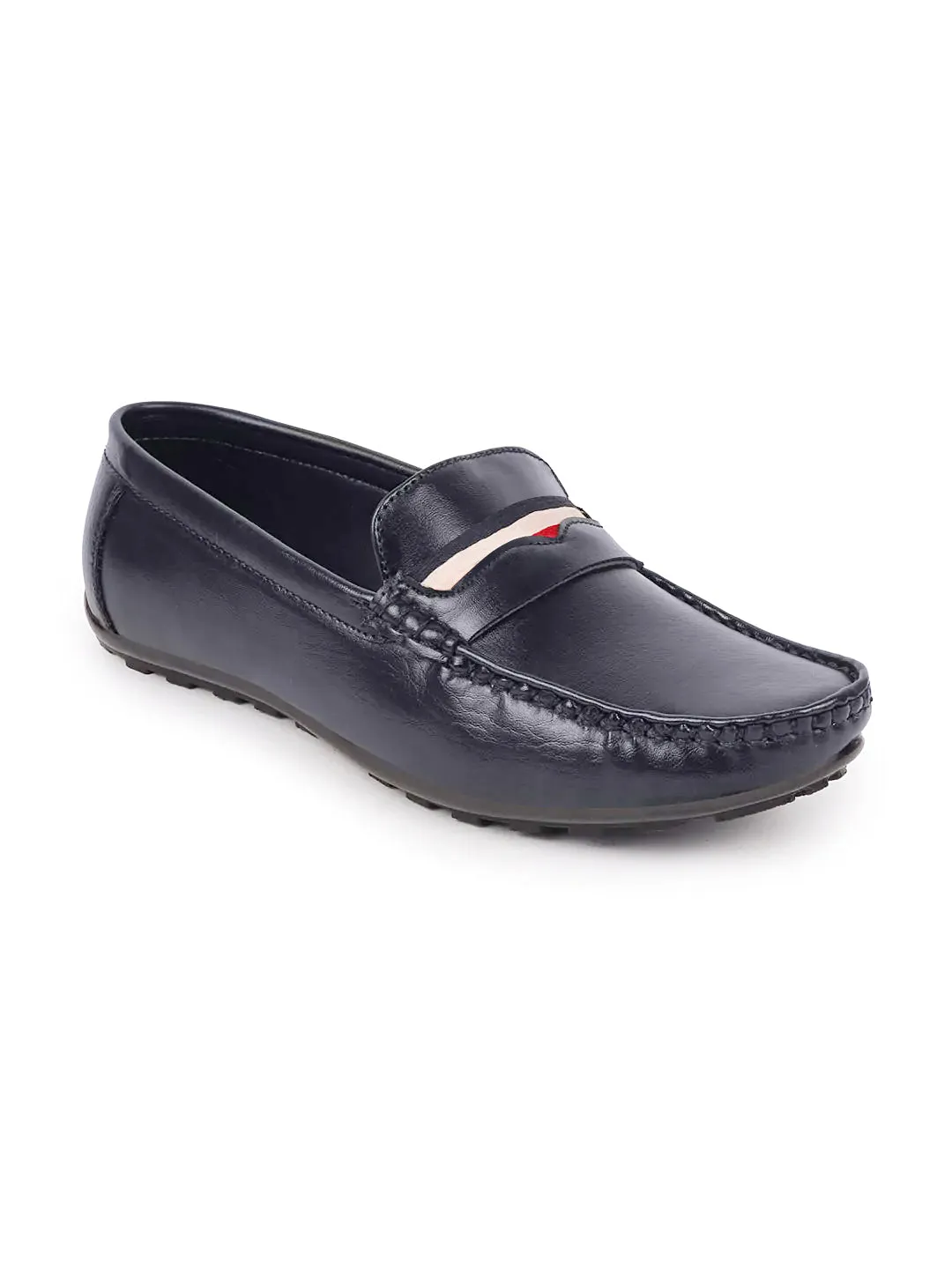 Basics Men Blue Colored Stripe Design Casual Slip On Loafers and Moccasin Shoes