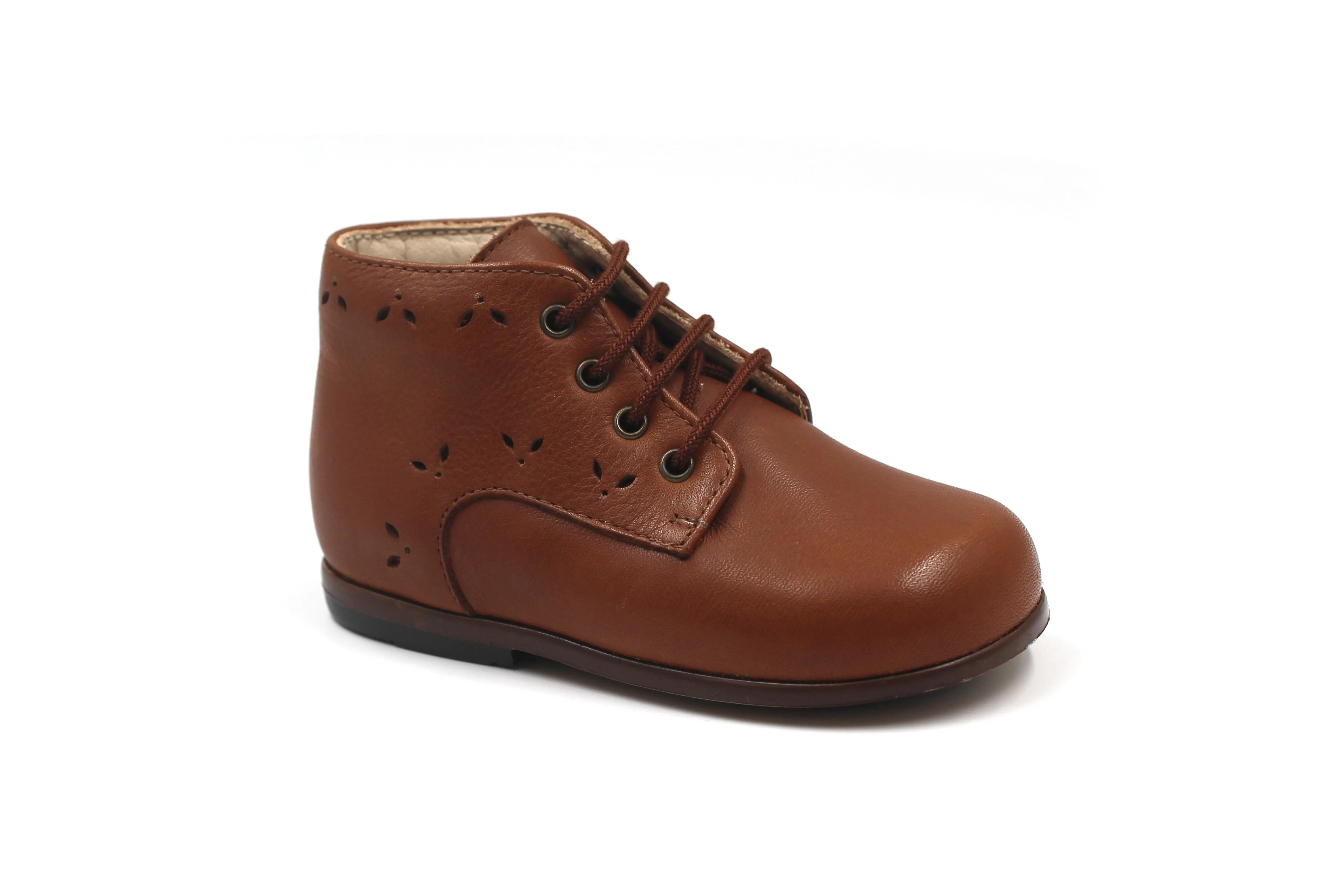 Beberlis Tan Petal Lace-up Baby Bootie