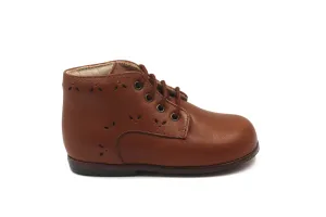 Beberlis Tan Petal Lace-up Baby Bootie