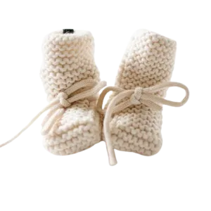 BELAN J Wool Knit Baby Booties - Cream