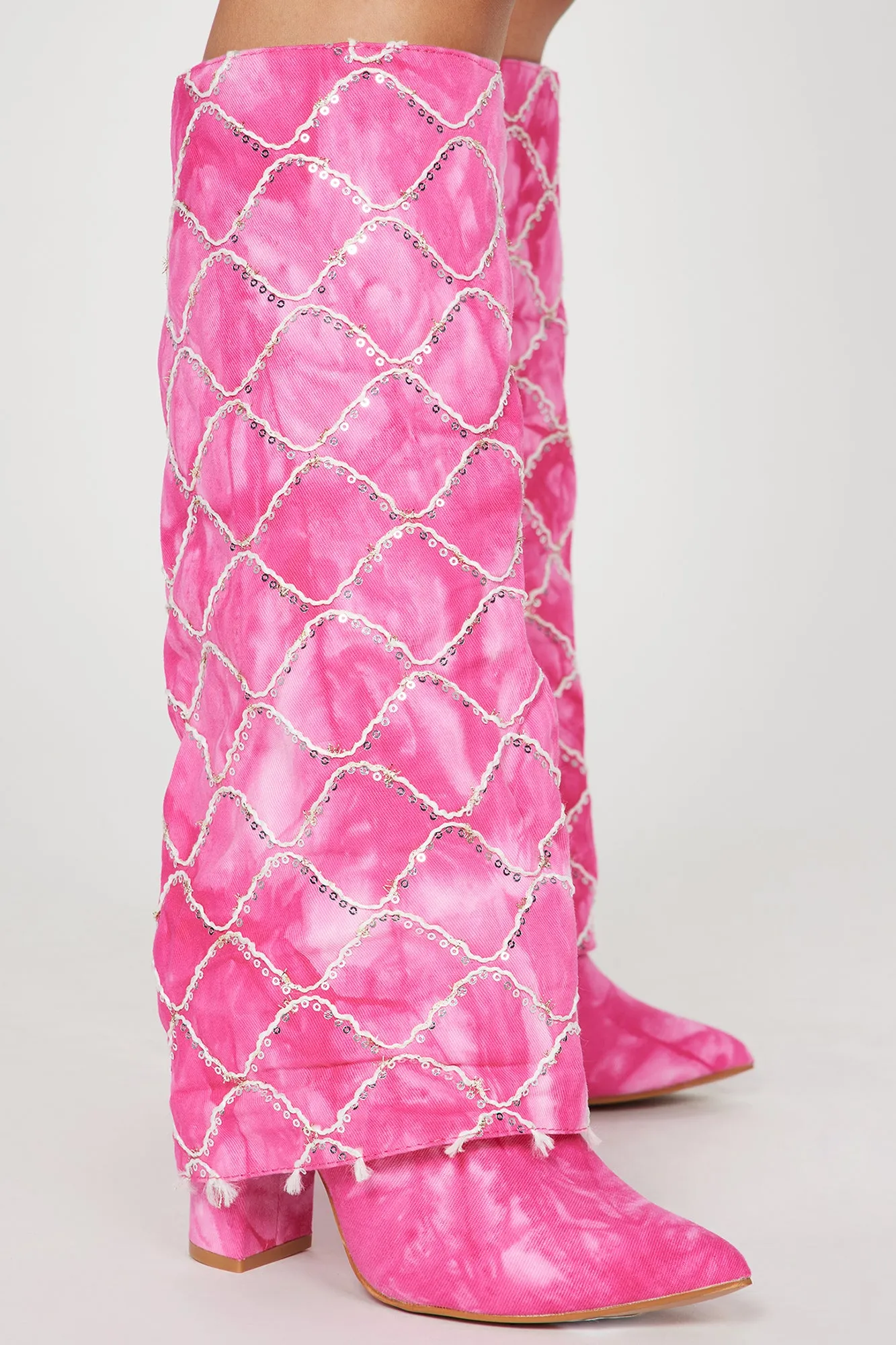 Big Confessions Knee High Heeled Boots - Hot Pink