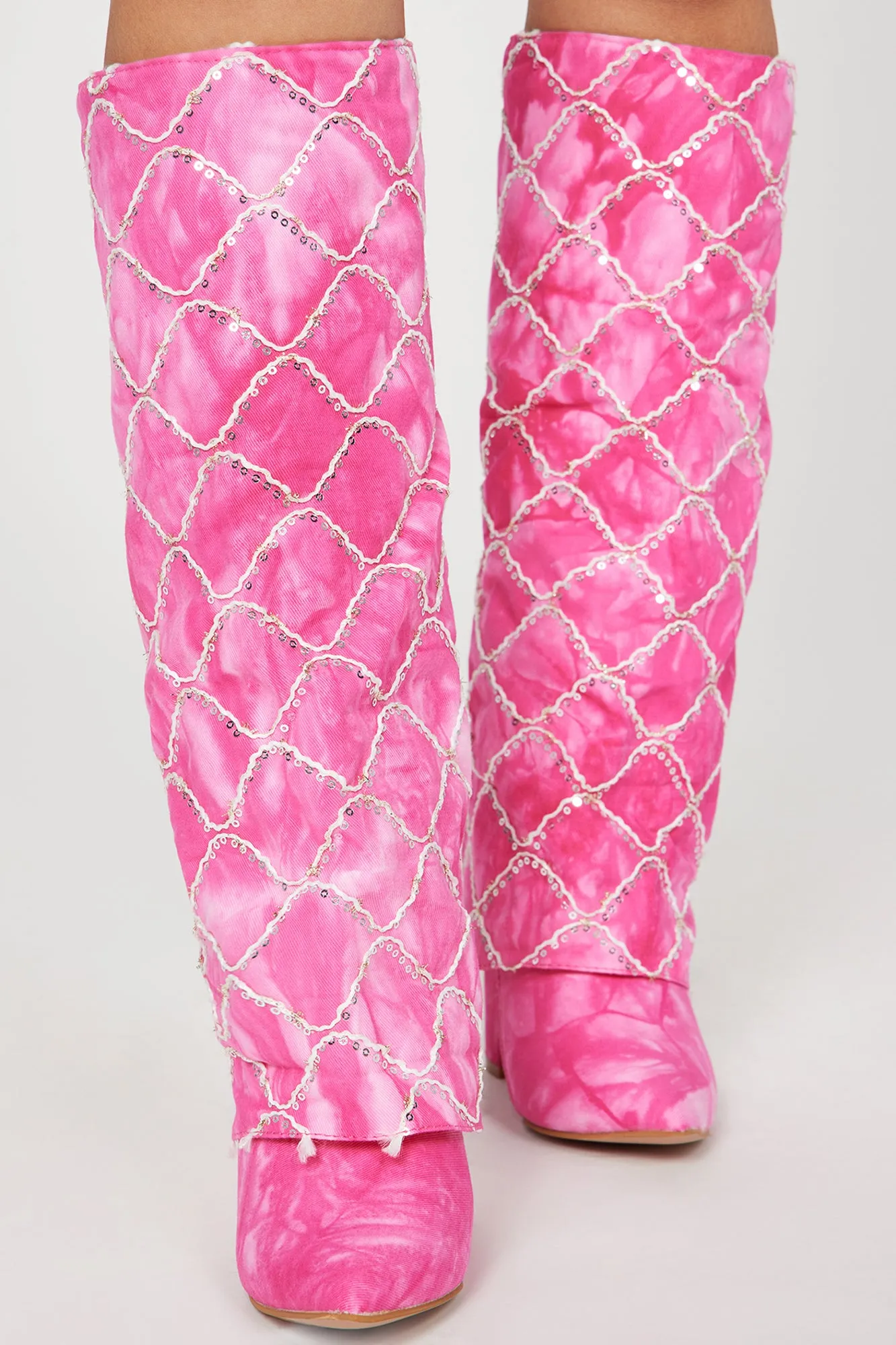 Big Confessions Knee High Heeled Boots - Hot Pink