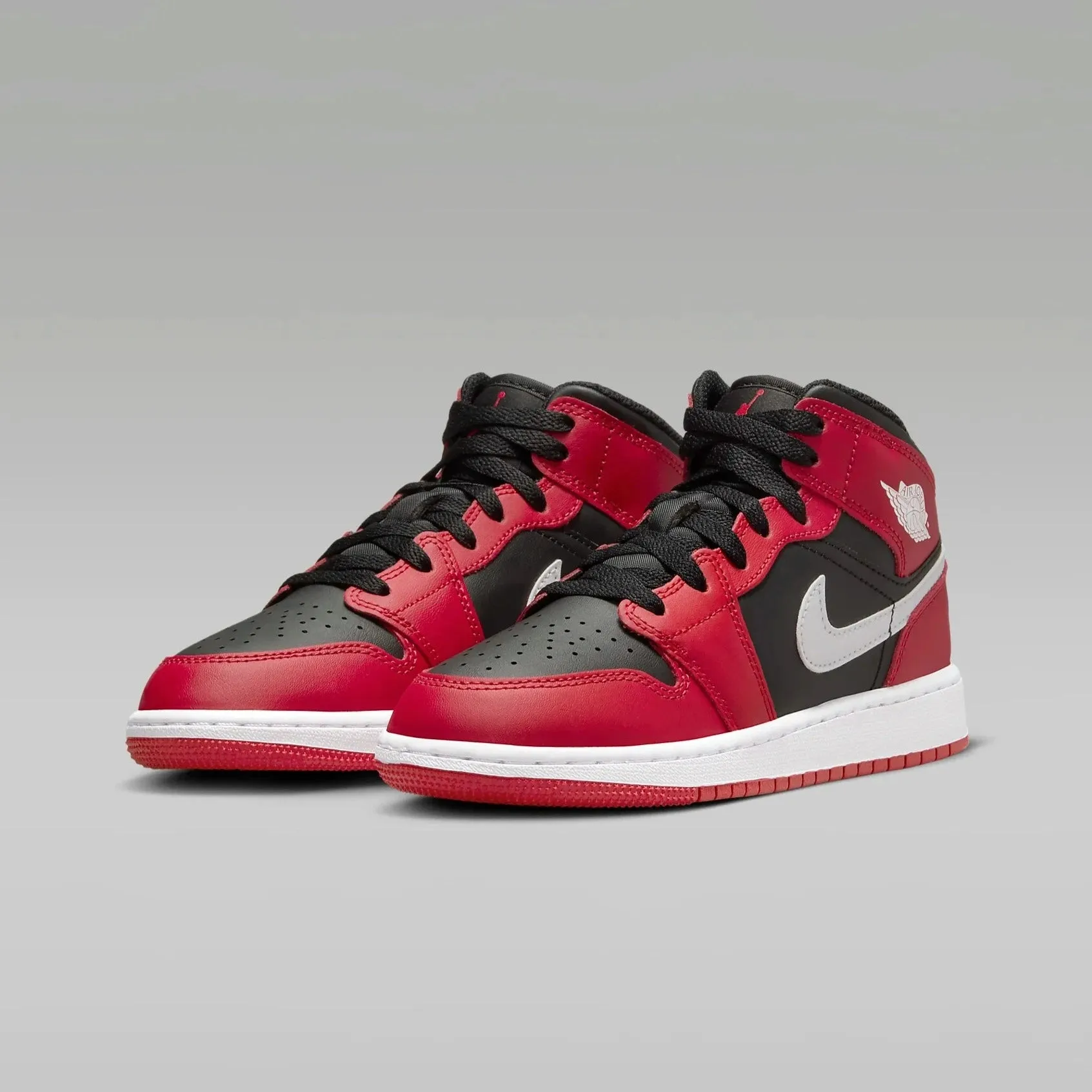 Big Kid's Air Jordan 1 Mid - BLACK/WHITE-GYM RED