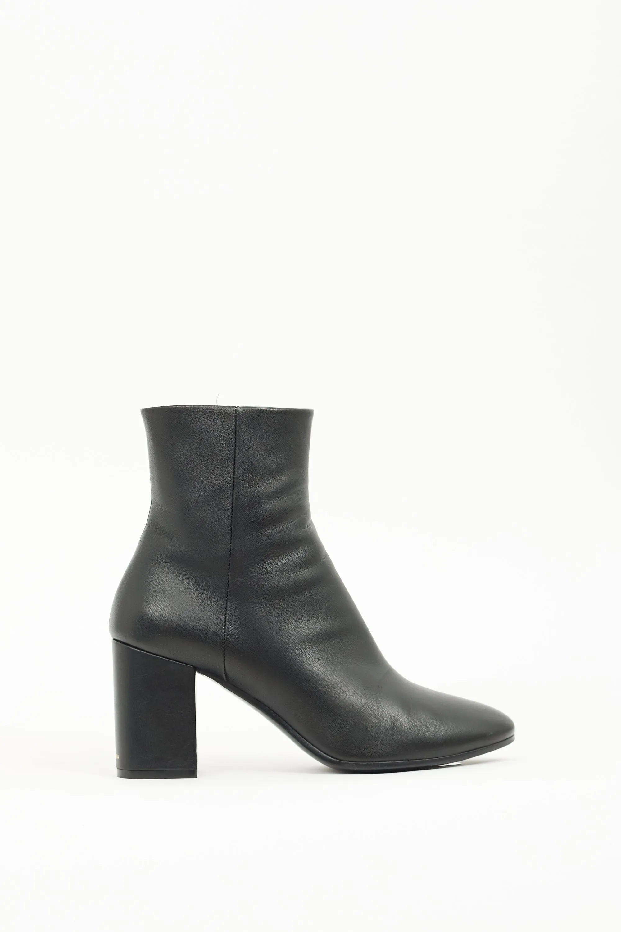 Black Leather Heeled Ankle Boot