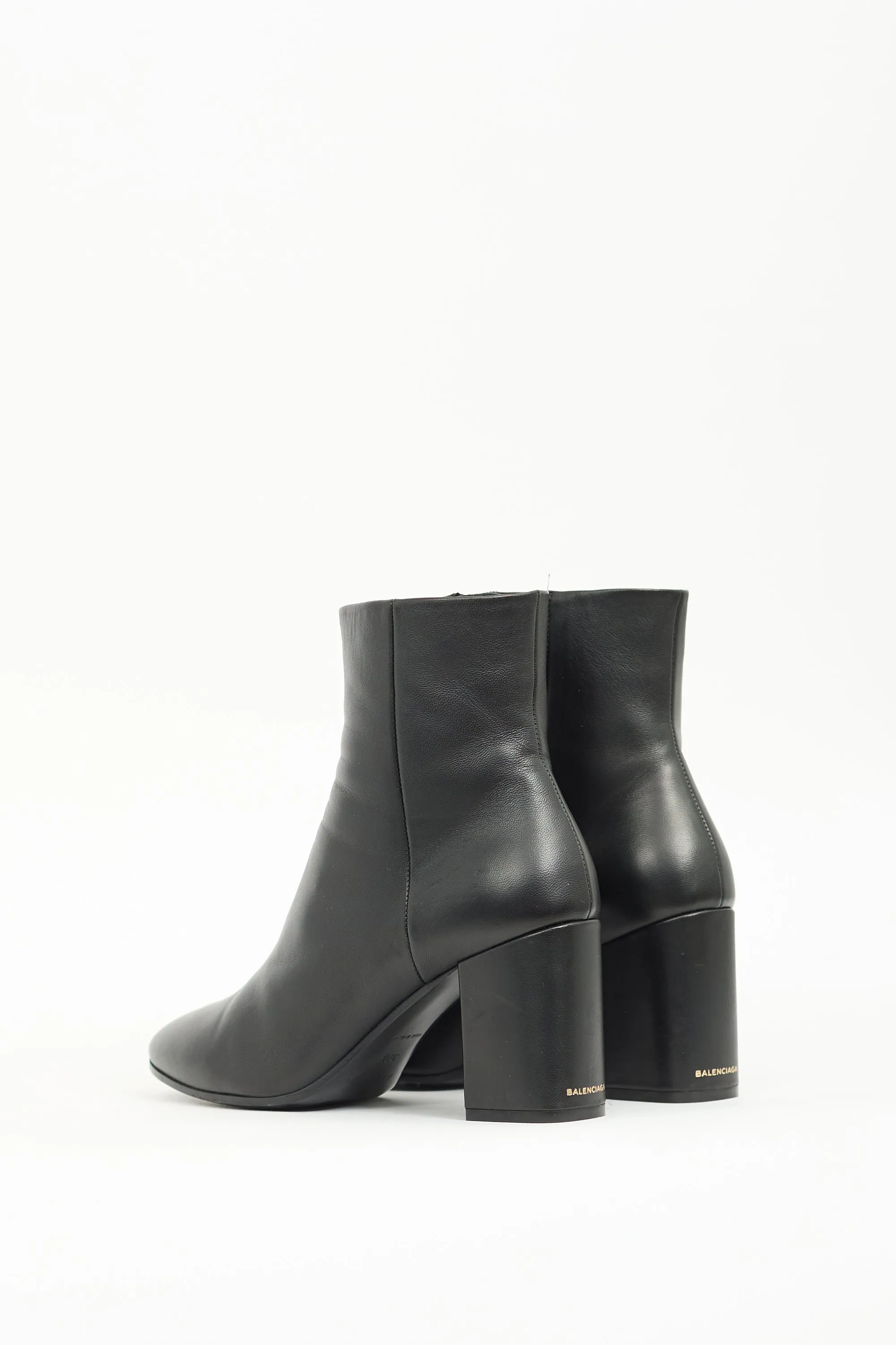 Black Leather Heeled Ankle Boot