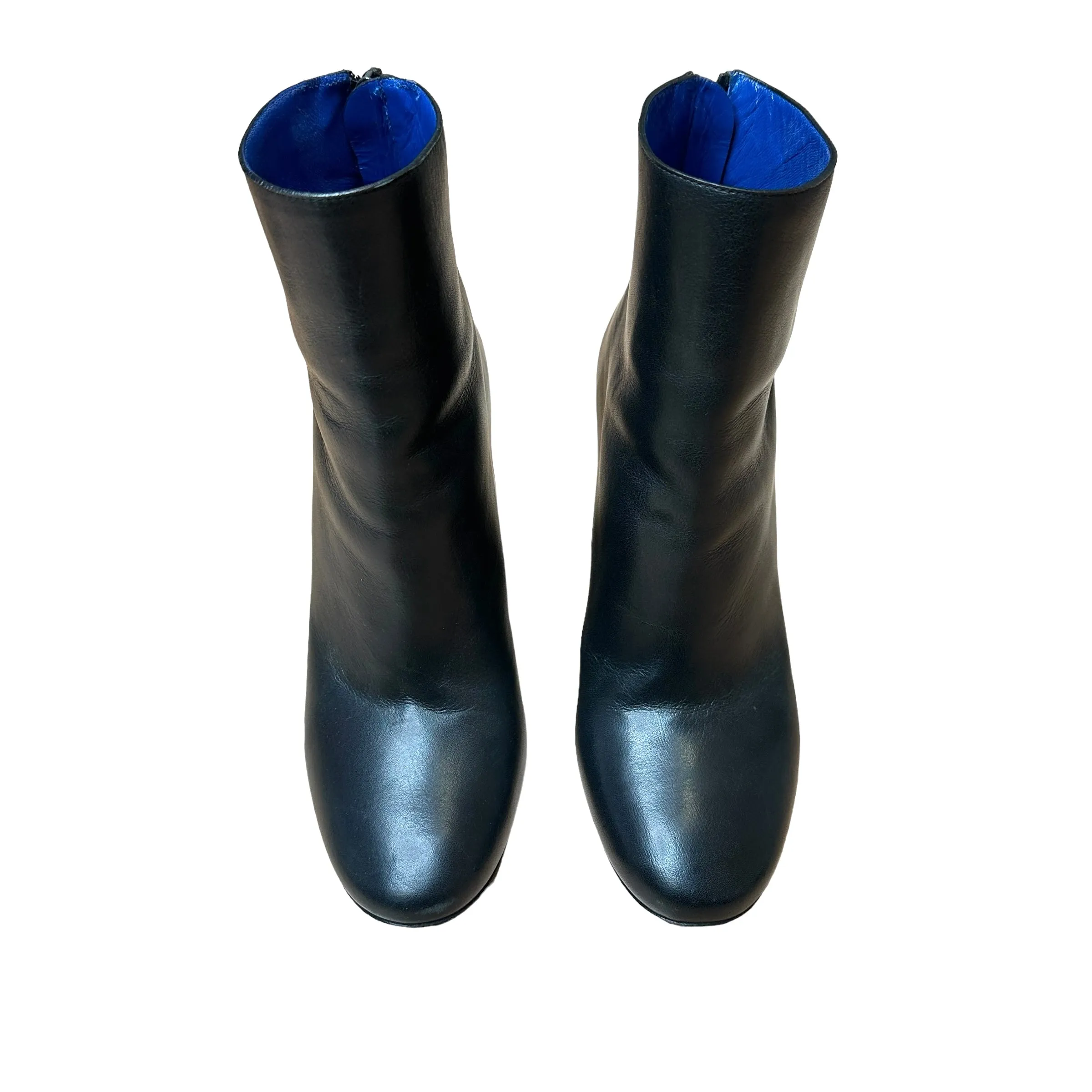 Black Leather Heeled Boots - 8