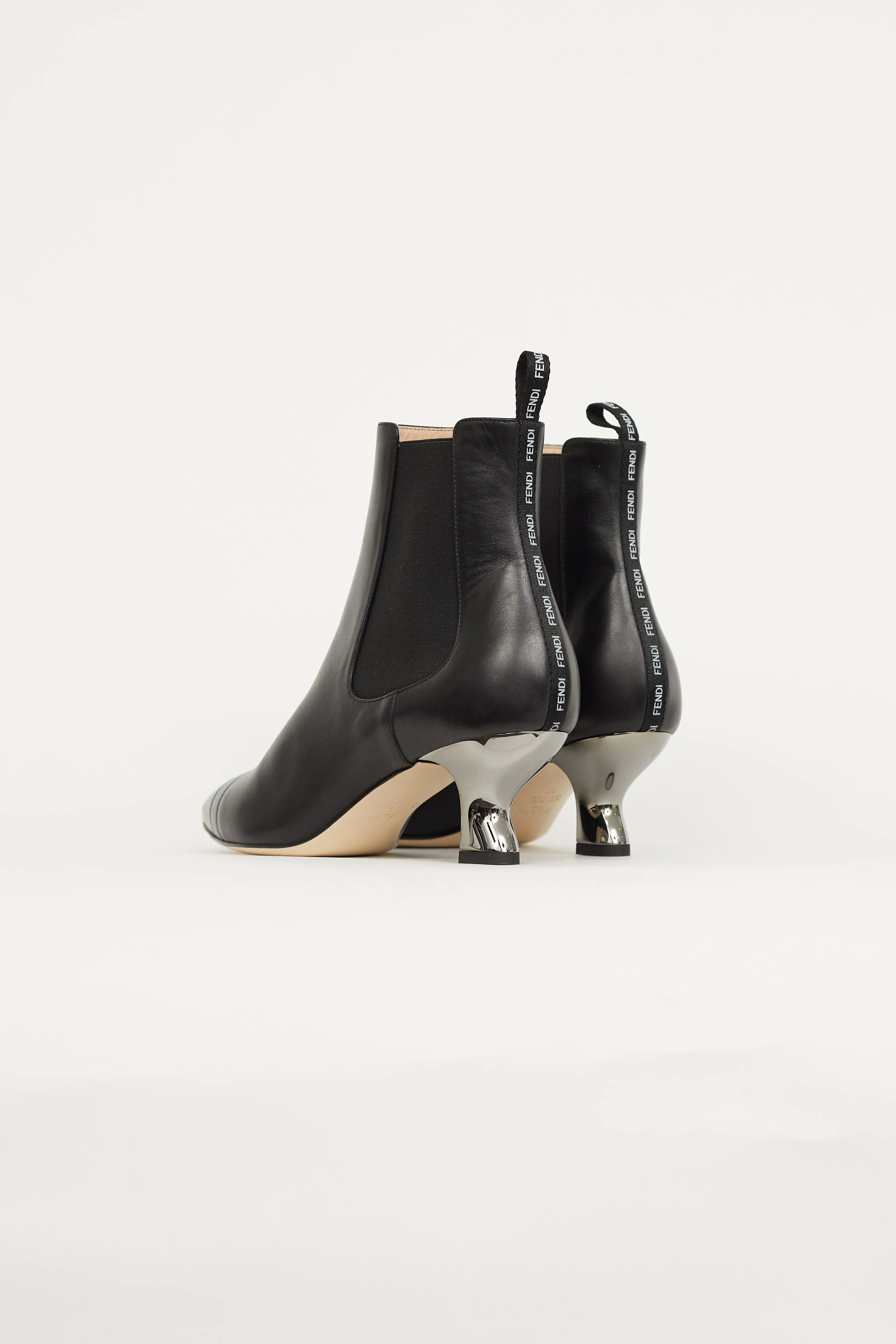 Black Leather Heeled Chelsea Boot