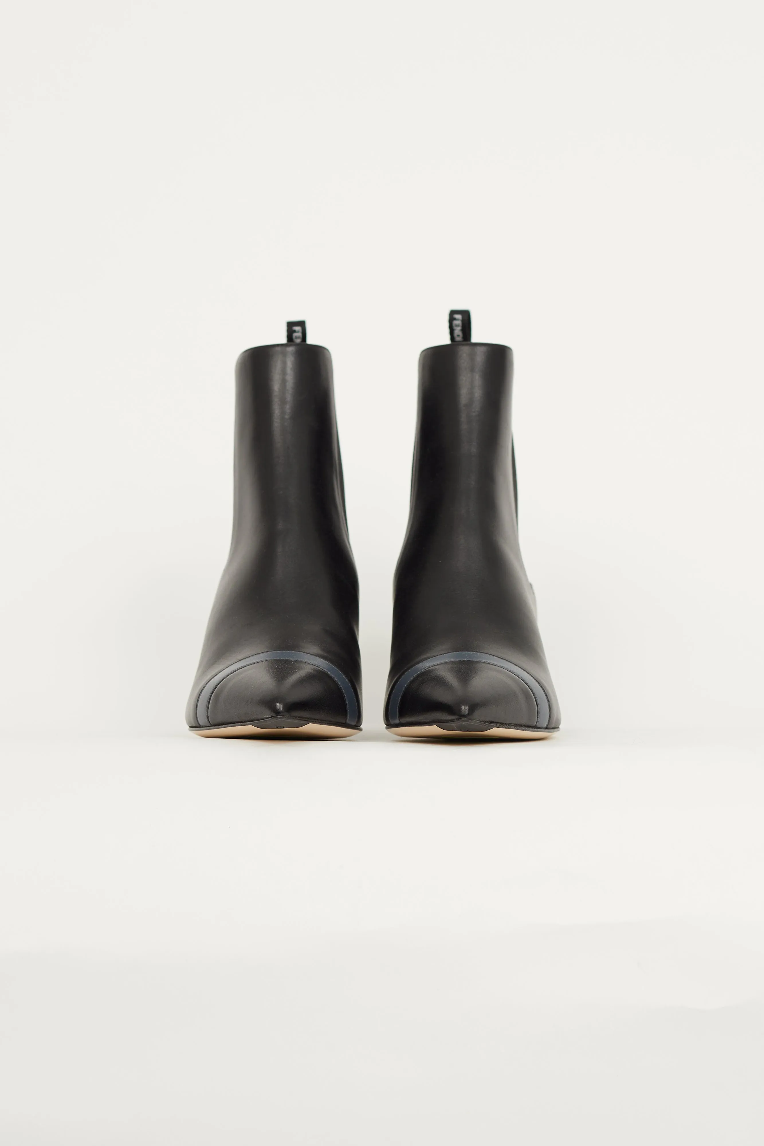 Black Leather Heeled Chelsea Boot