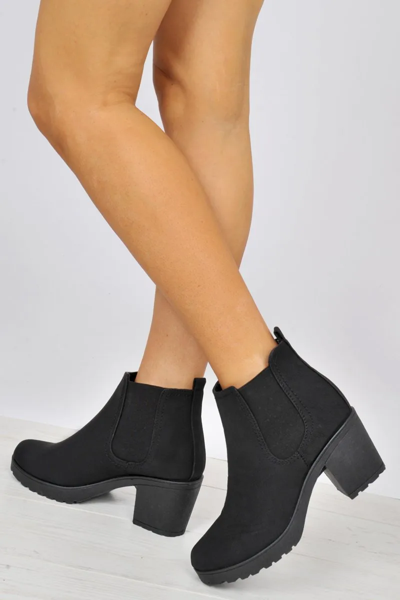 Black PU Heeled Ankle Boots - Athina