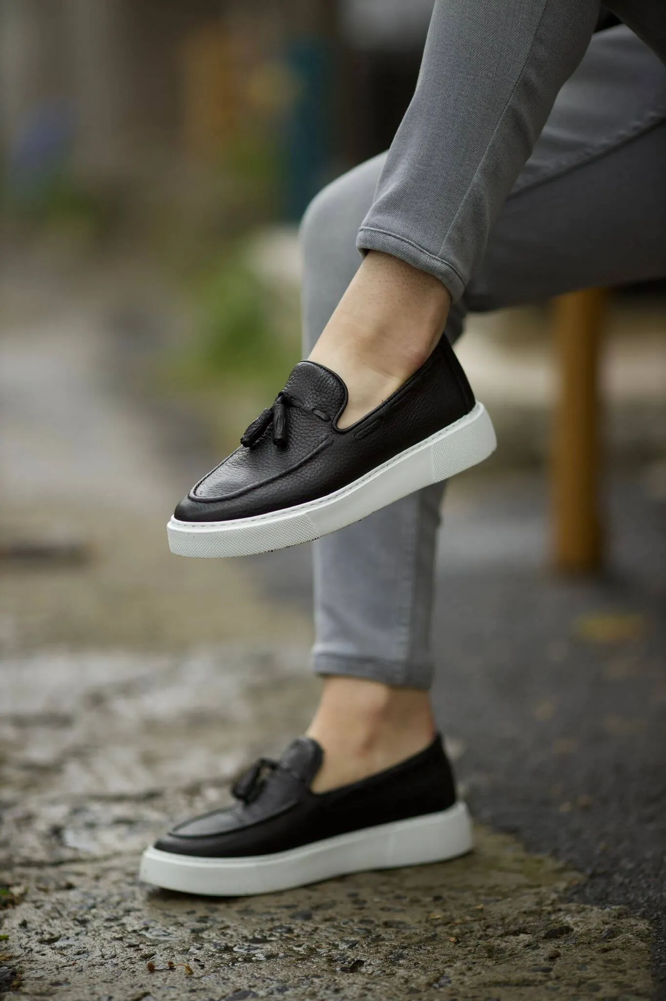 Black Tassel Slip-Ons