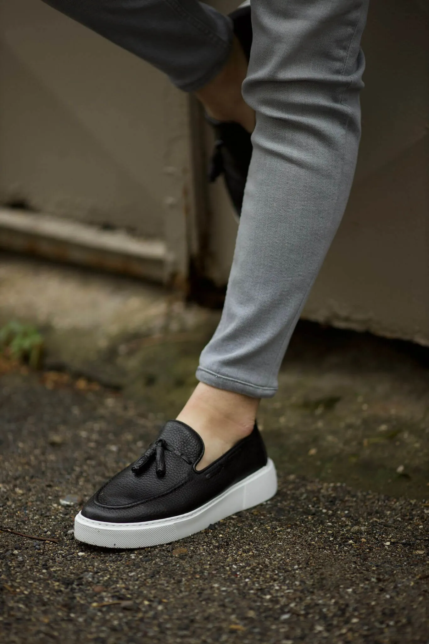 Black Tassel Slip-Ons