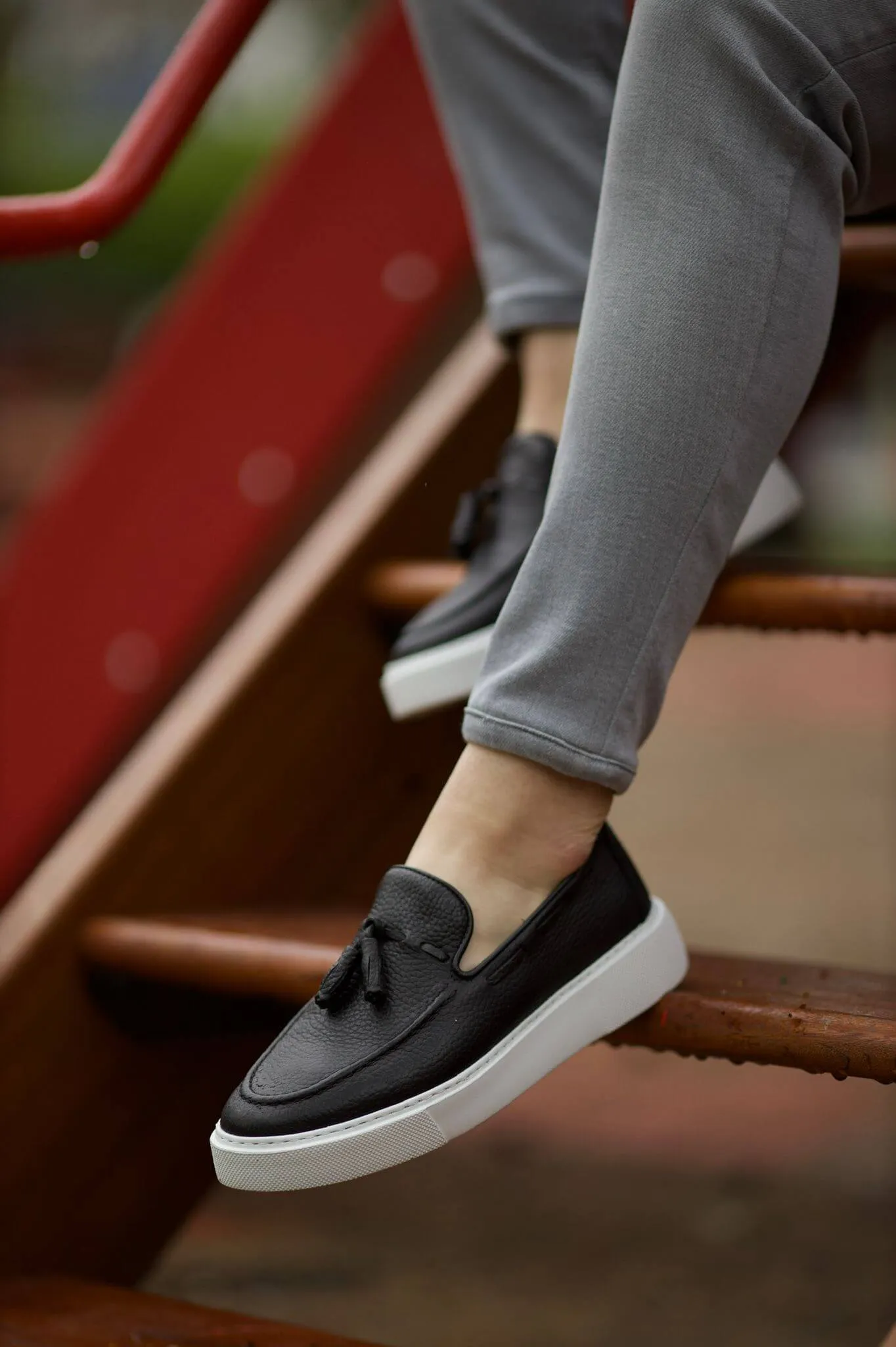 Black Tassel Slip-Ons