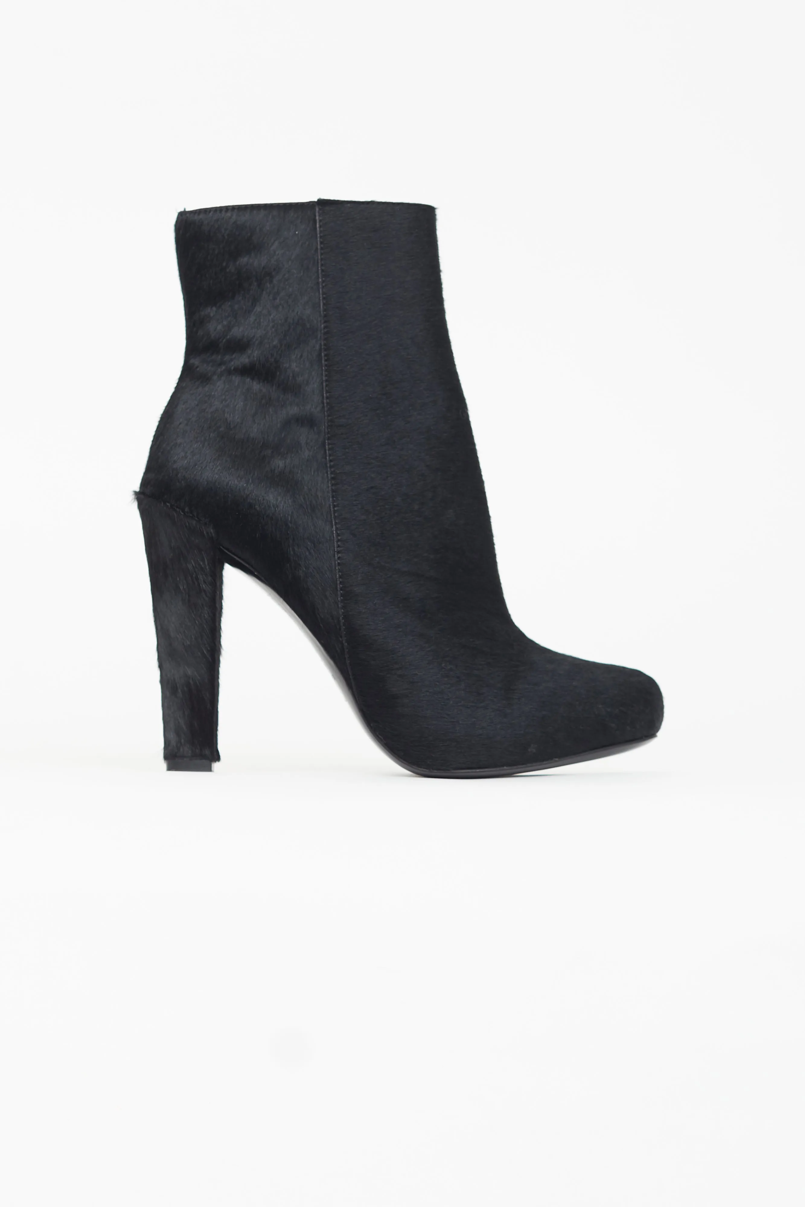 Black Textured Ankle Heeled Boot