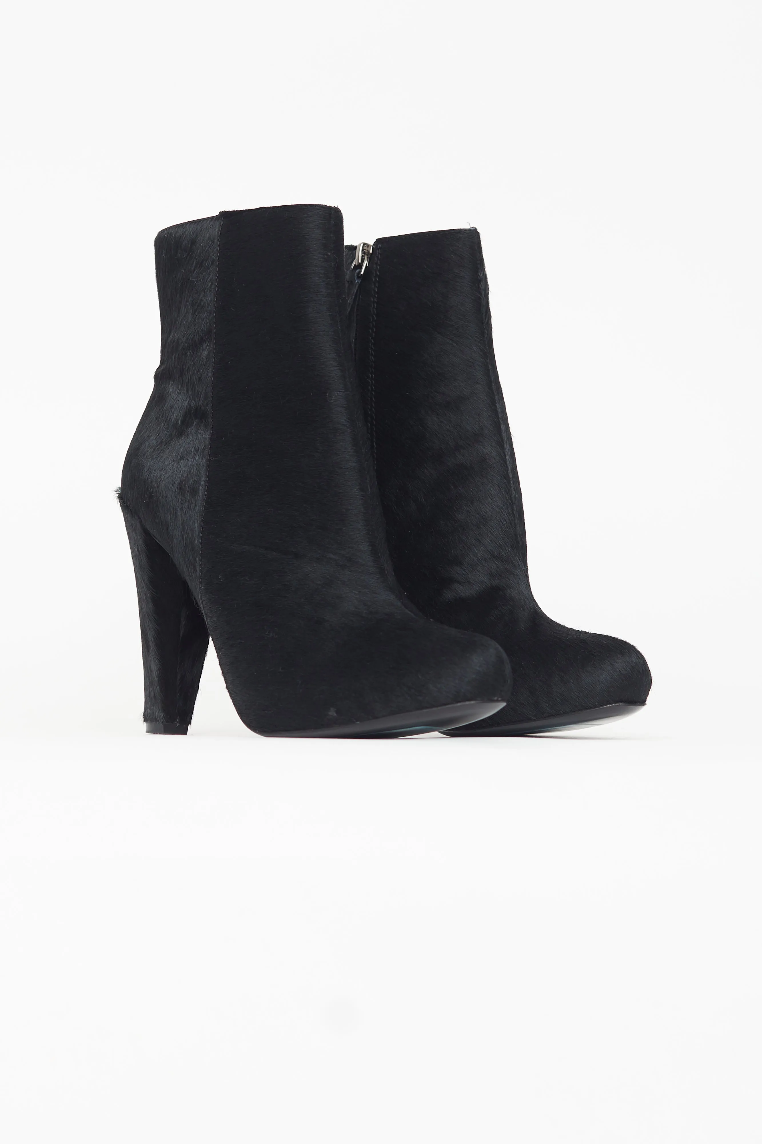 Black Textured Ankle Heeled Boot