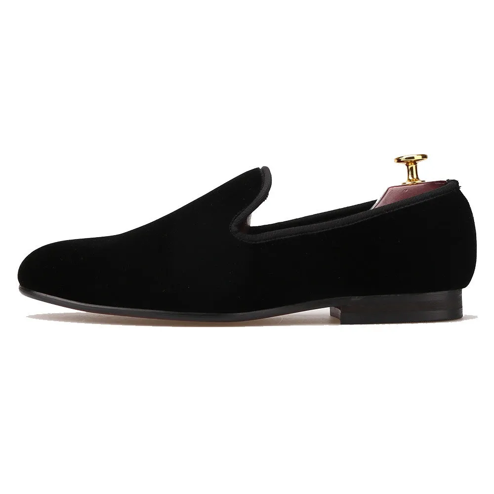 Black Velvet Slip-on Loafers