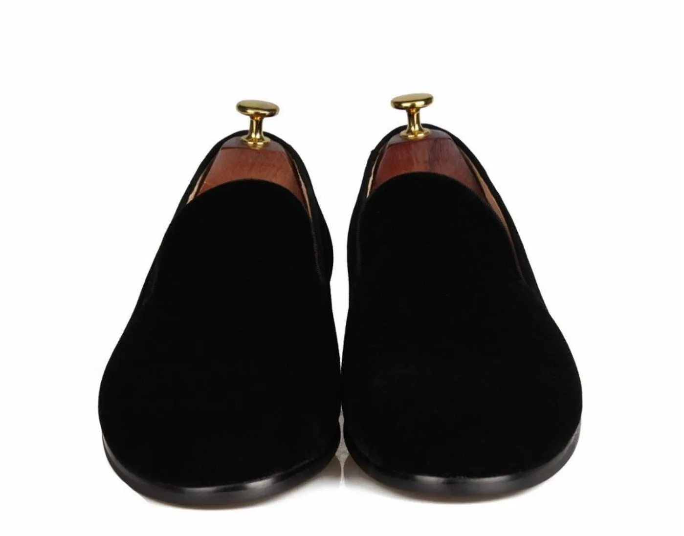 Black Velvet Slip-on Loafers