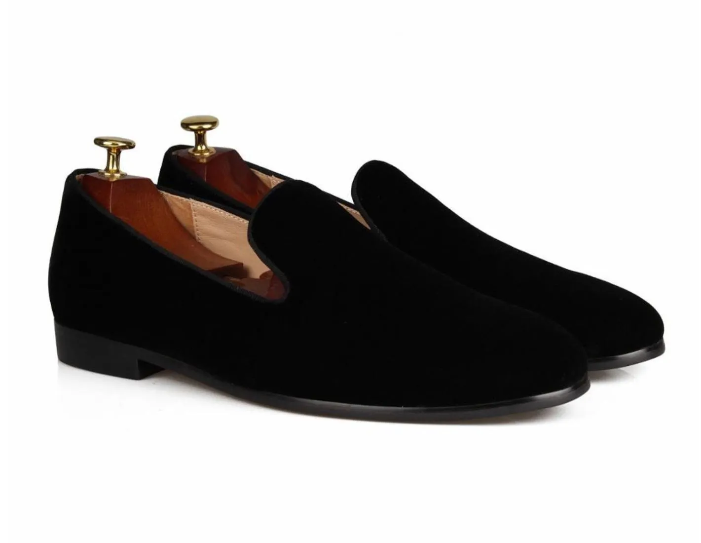 Black Velvet Slip-on Loafers