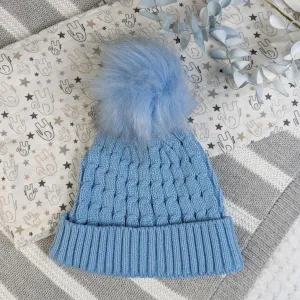 Blue Baby Pom Pom Hat