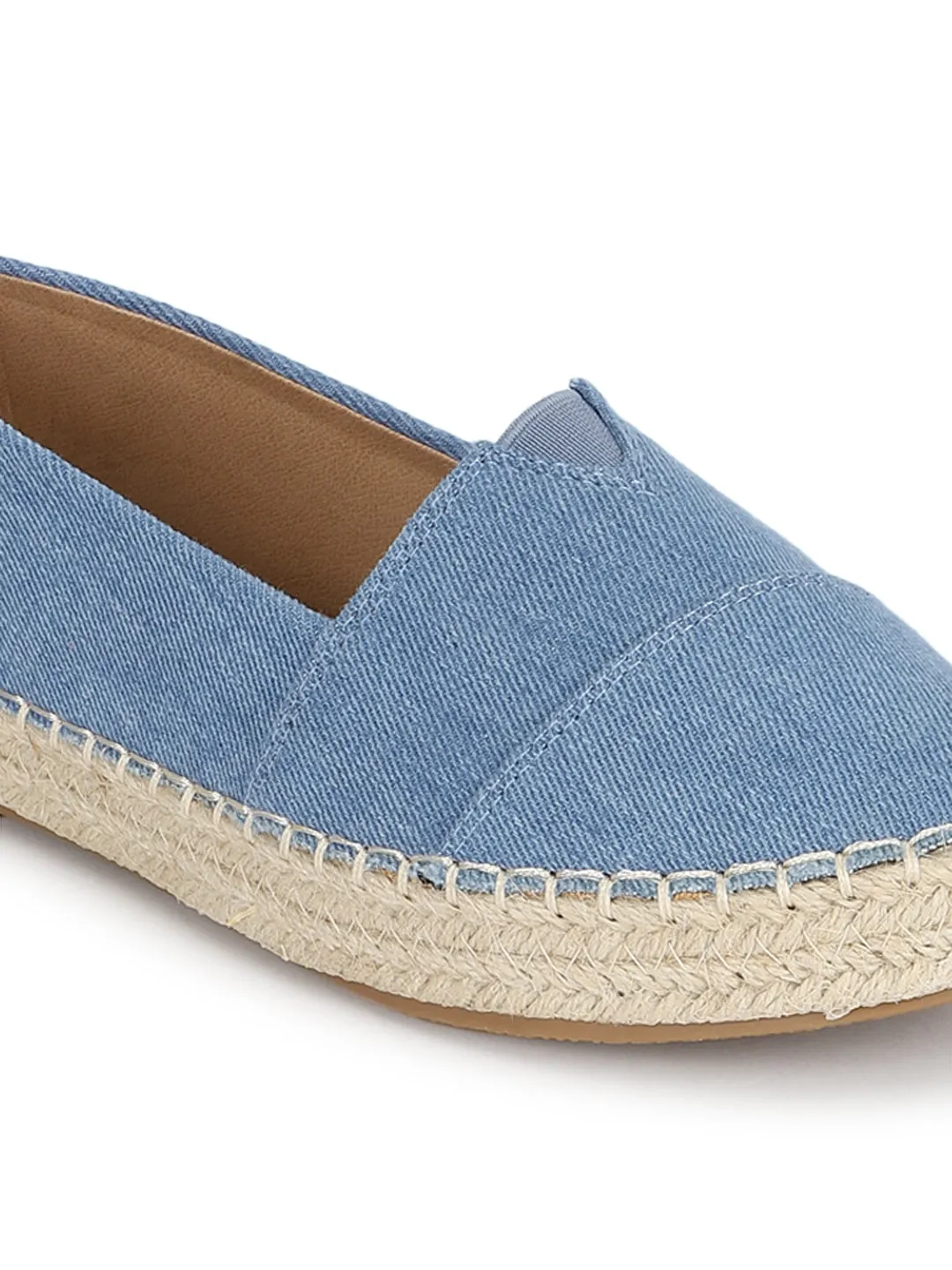 Blue Canvas Espadrille With Contrast Jute Sole Loafers (TC-RS3660-BLU)