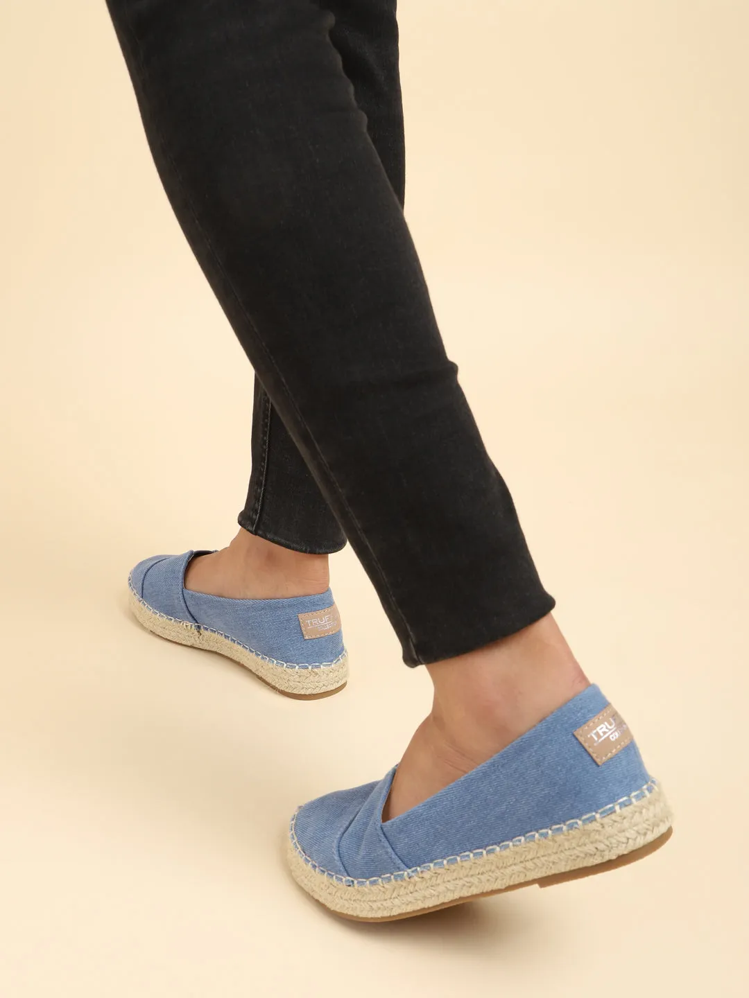 Blue Canvas Espadrille With Contrast Jute Sole Loafers (TC-RS3660-BLU)