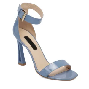 Blue Leather Women's Evening Shoes - SCB-A65487