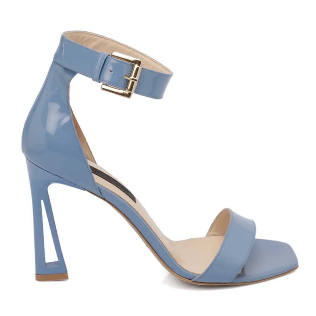 Blue Leather Women's Evening Shoes - SCB-A65487