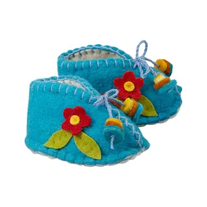 Blue Zooties with Flower Baby Booties Silk Road Bazaar