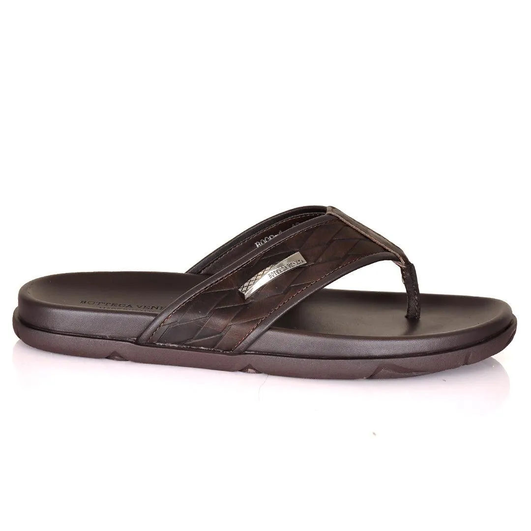 Bottega Veneta Flip Flops  Woven Leather Slippers- Brown