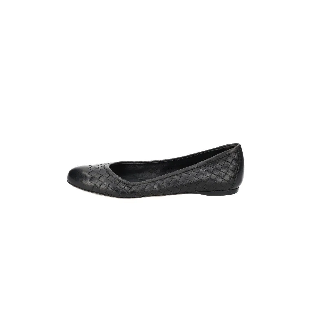 Bottega Veneta Woven Ballerinas Leather Black Colour For Women