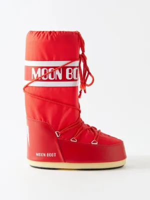 Bright red snow boots