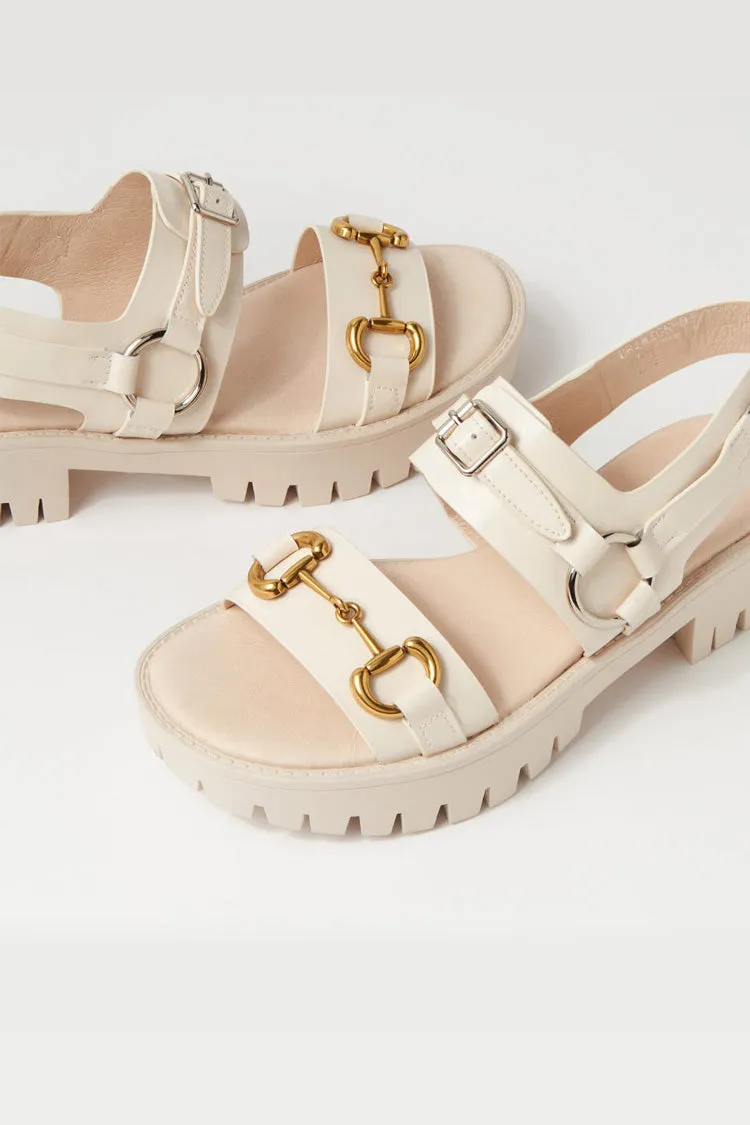 Briming Leather Heeled Sandals in Vanilla | FINAL SALE