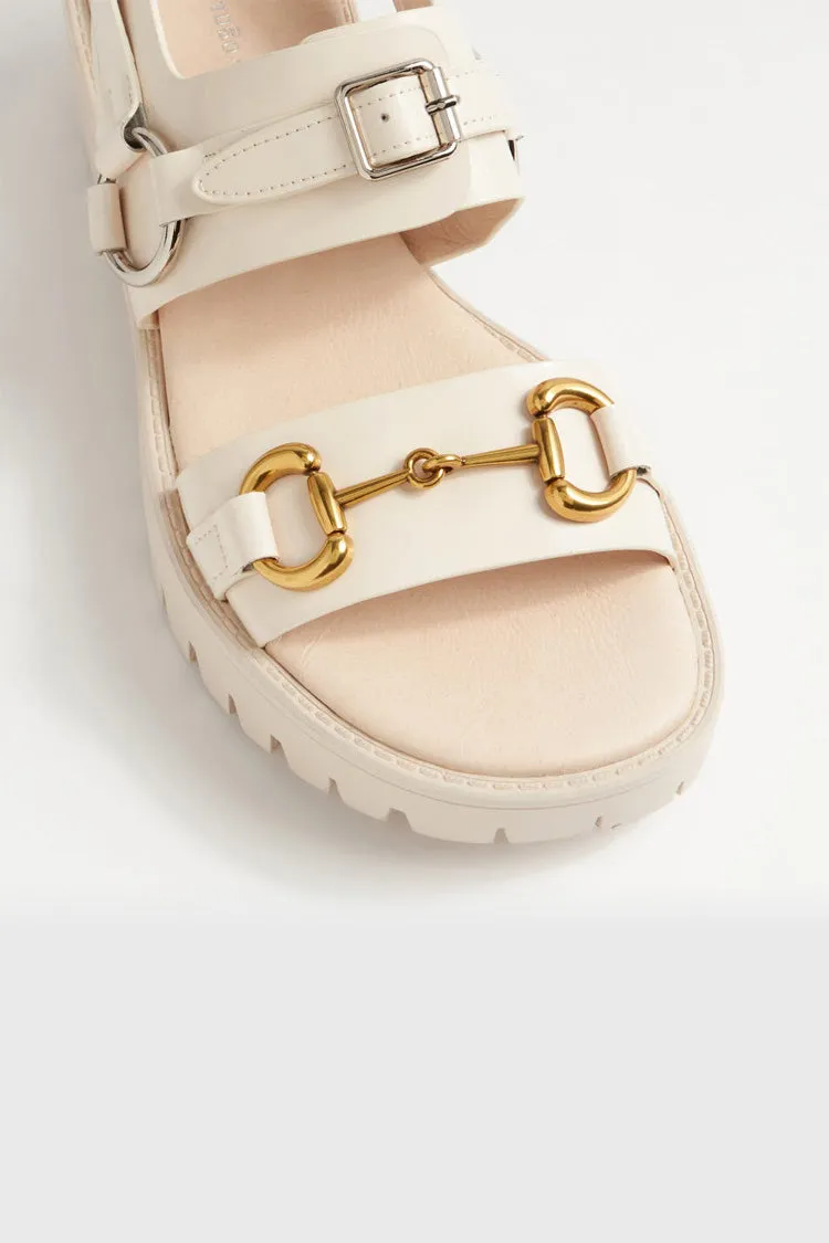 Briming Leather Heeled Sandals in Vanilla | FINAL SALE